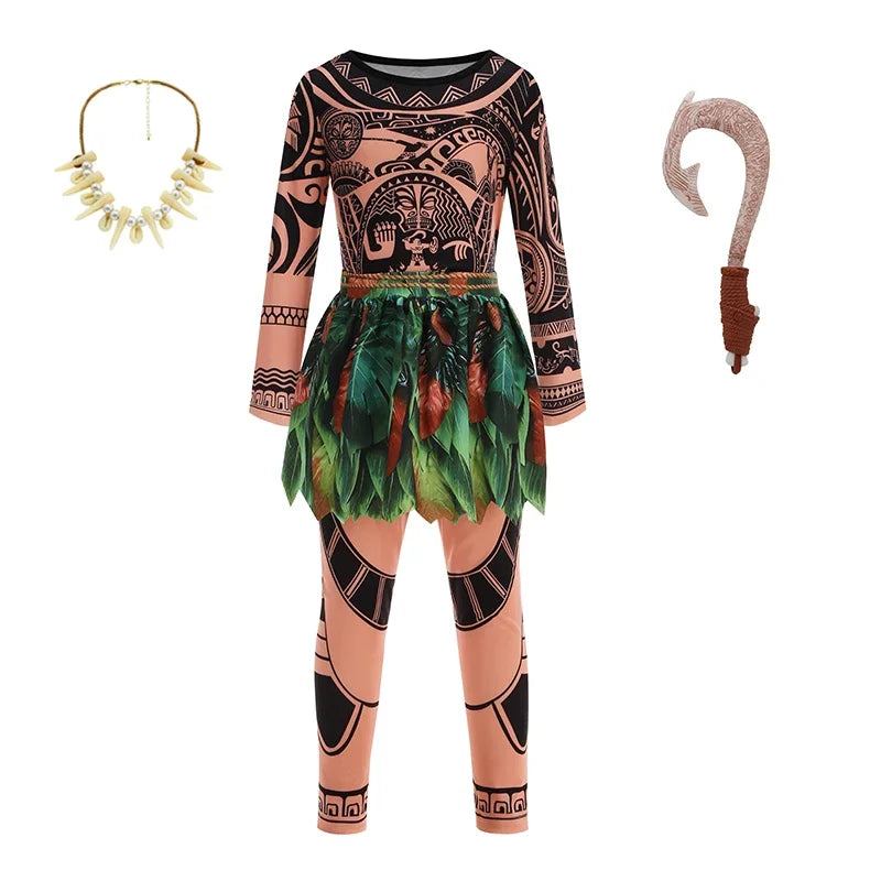 Maui Boys' Halloween Costume Set – Tattoo Top & Pants