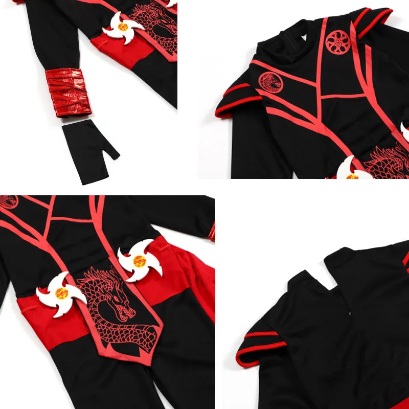 Boy / Girl Red Dragon Ninja Costume Cartoon Masked Warrior Halloween - product image 4