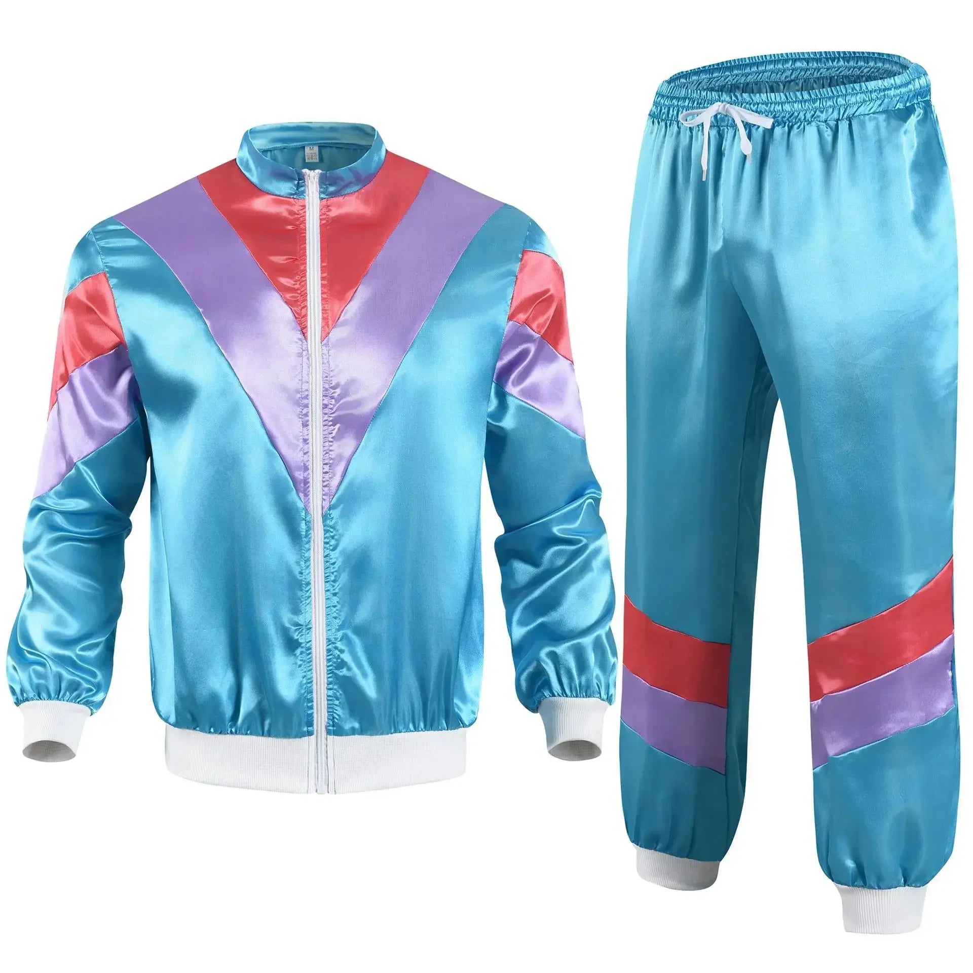 Men’s 80s Costume 1990s Outfit for Men Tracksuit Costume Hip Hop Set Disco 2pcs Jogging Wear Windbreaker - product image 3