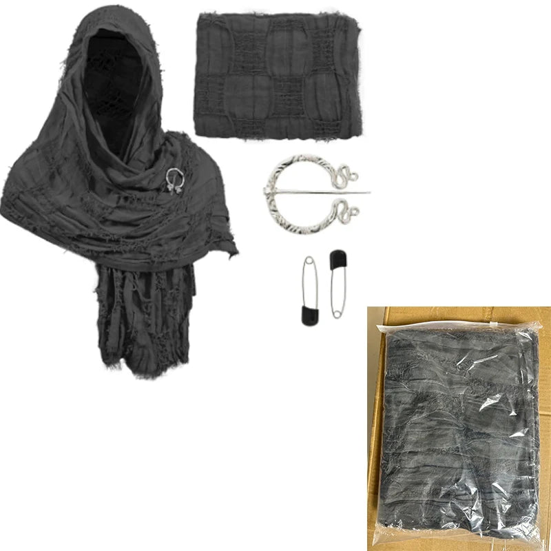 Medieval Halloween Cloak Renaissance Costume Cape Wrap Dune Wasteland Hooded Shawl with - View 9