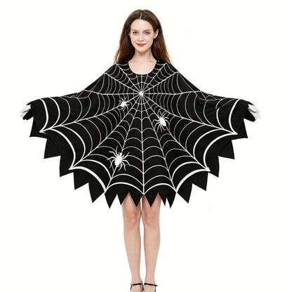 Creative Scary Spider Web Cloak Creepy Black Shawl Poncho Cape Costume - alternate view 7
