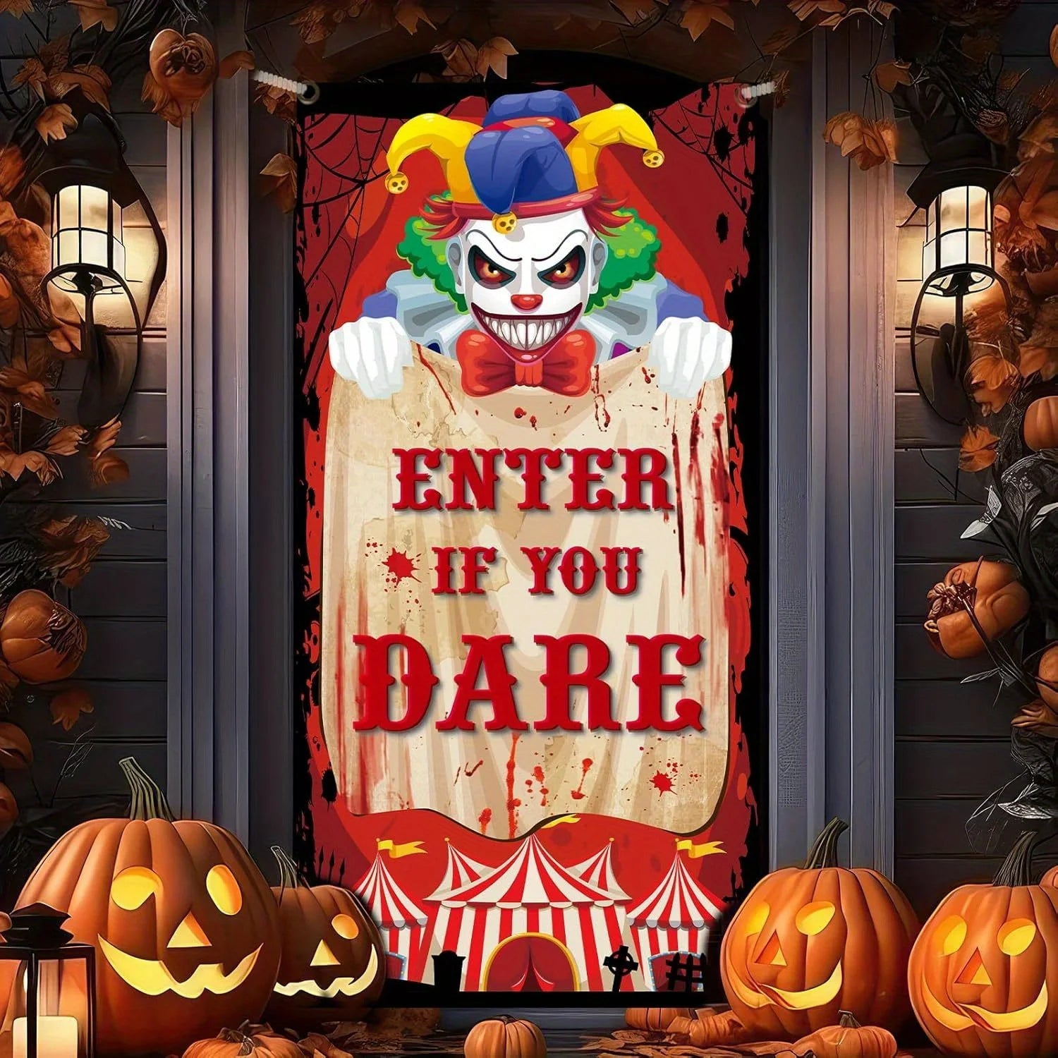 1-Piece 2d flat Halloween Evil Circus Decorative hanging ornaments, 90x180cm Door - product image 1
