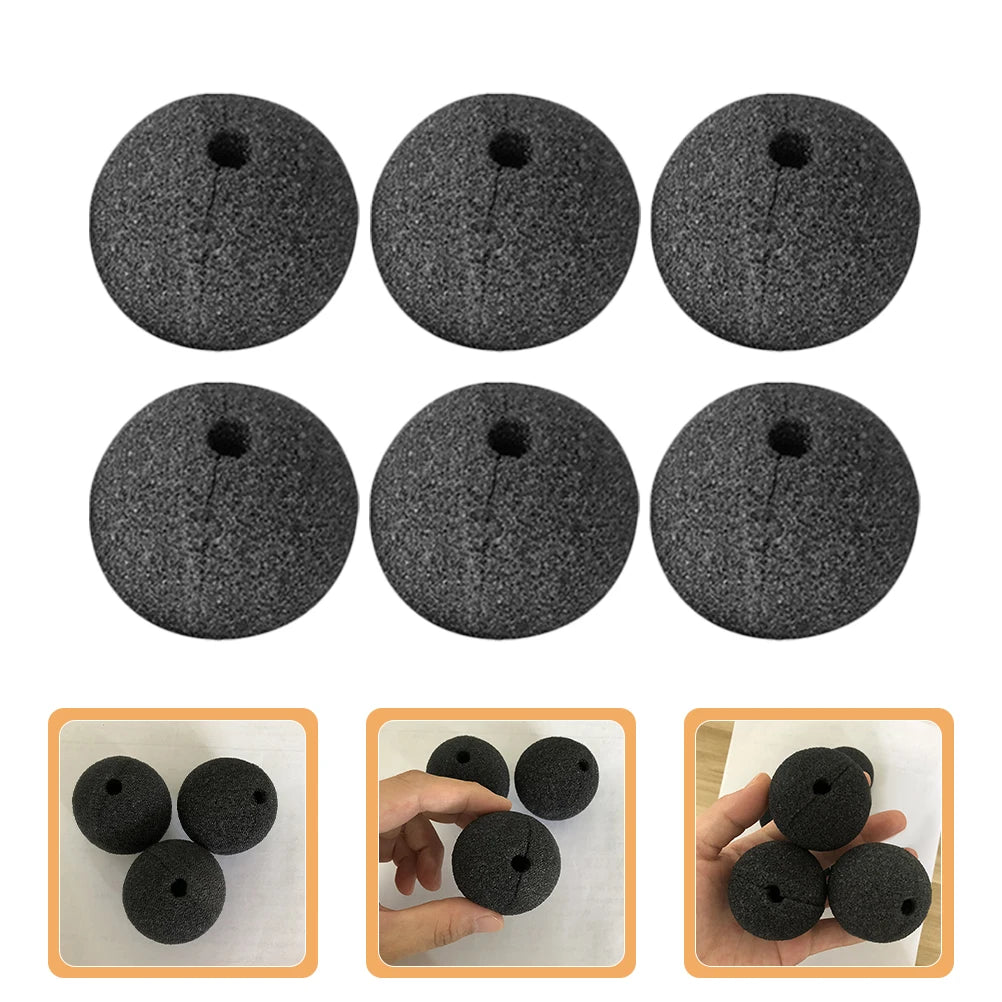 6pcs Black Clown Nose Costume Accessories Soft Sponge Balls for Halloween Circus - View 4