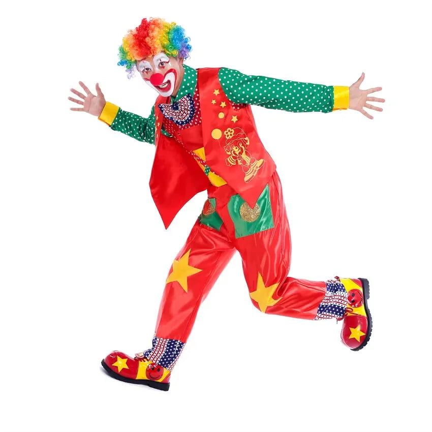 Adult Happy Clown Suit Costume Joker Magician Costume for Adults - 8 / XL