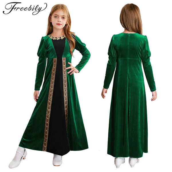 Girls Medieval Renaissance Princess Dress Halloween Vampire Cosplay Costume Ancient Roman Toga Long Sleeve - product image 1