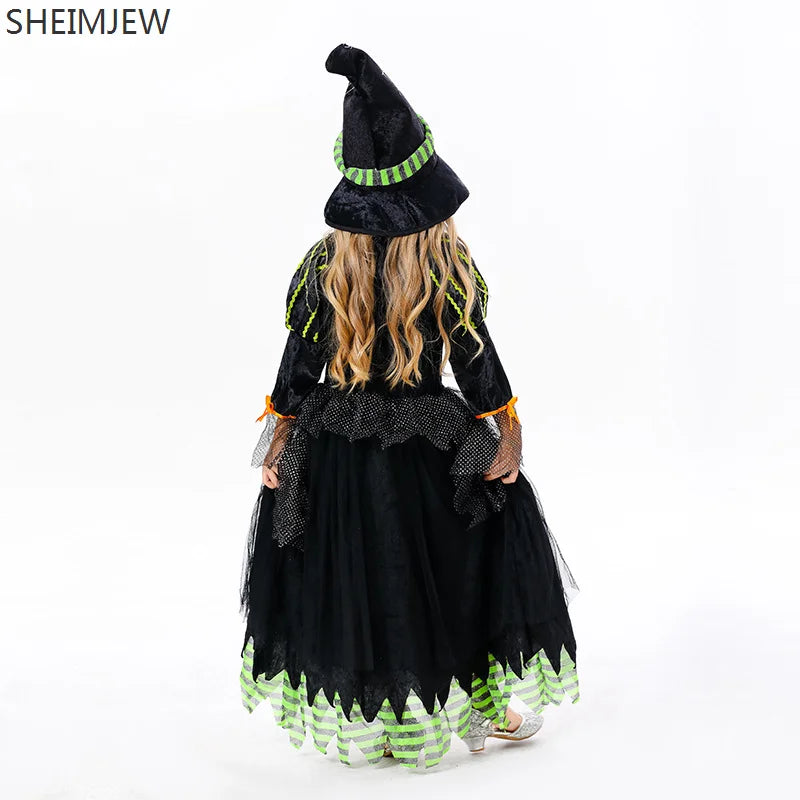 New Halloween Children Witch Cosplay Costume Girl Outfit Kid Evil Witch Campus Showing Dress Up - product image 4