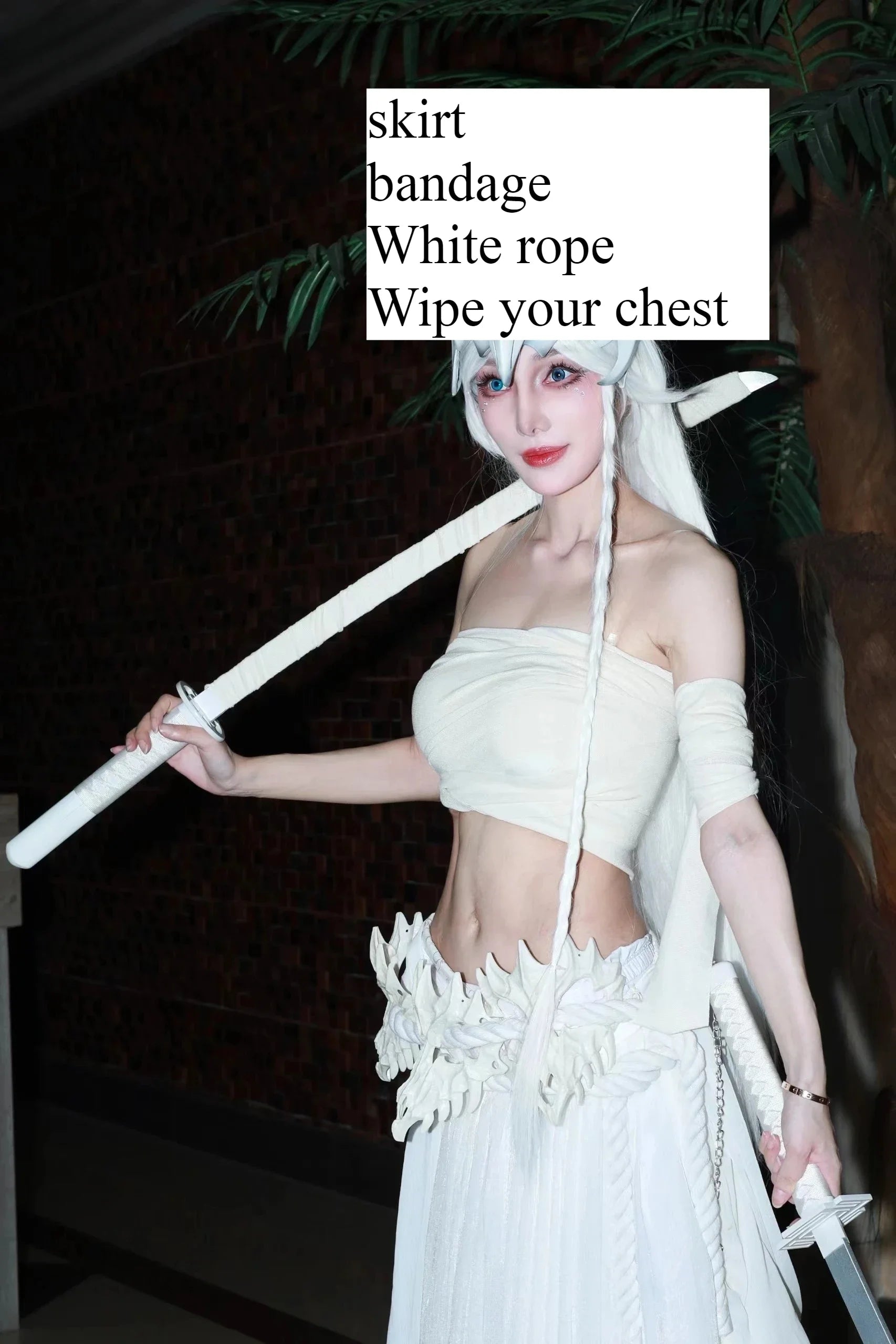 Yone Costume Game LoL the Unforgotten Yone Sexy Dress Uniform Halloween Outfits for Male - white wig only / Custom size