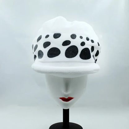 Halloween Anime Trafalgar Law Hat Costume Unisex White Spot Plush Cap Accessories Eternal - style 1