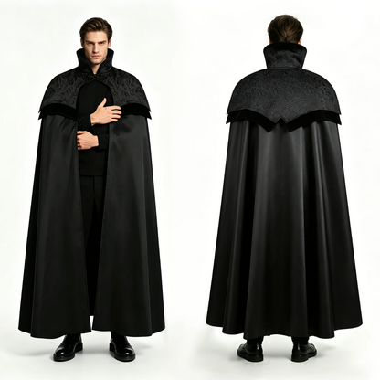 Men's Gothic Long Poncho Vampire Clothing Medieval Steampunk Stand Up Costume