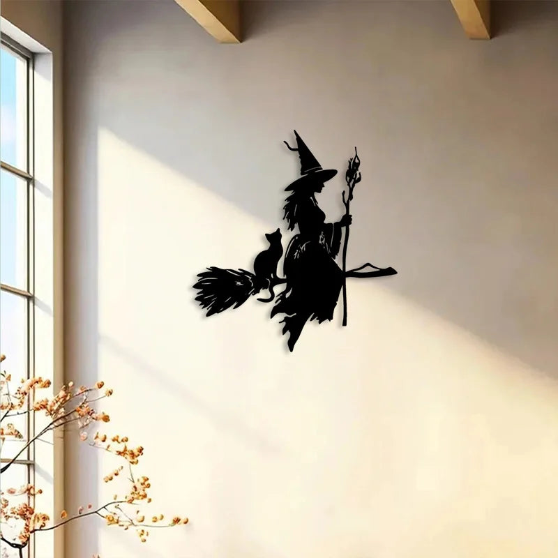 2D Flat Halloween Witch Wall Decor, Festive Party Home Accent - product image 1