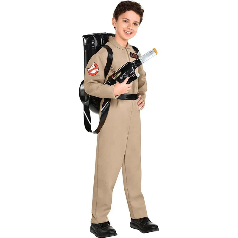 Halloween Father Paranormal Cleanup Team Costume Theme Costume Halloween Uniform Jumpsuit Bag Ideal - C / Adult 170