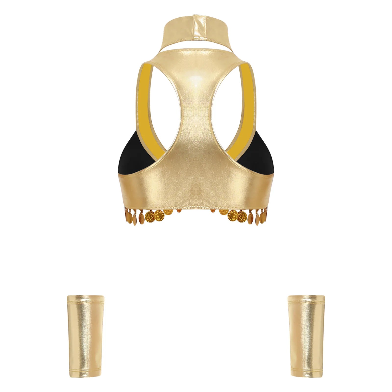 Women's Ancient Egyptian Queen Halloween Costume Crop Top Collar and Wristlets Metallic - Burgundy / M