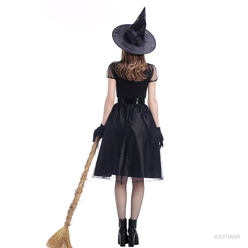 Halloween Witch Costume Women's Adult Cosplay Fantasy Black Witch Dress Up Party Gown Carnival Ghost Game - product image 4