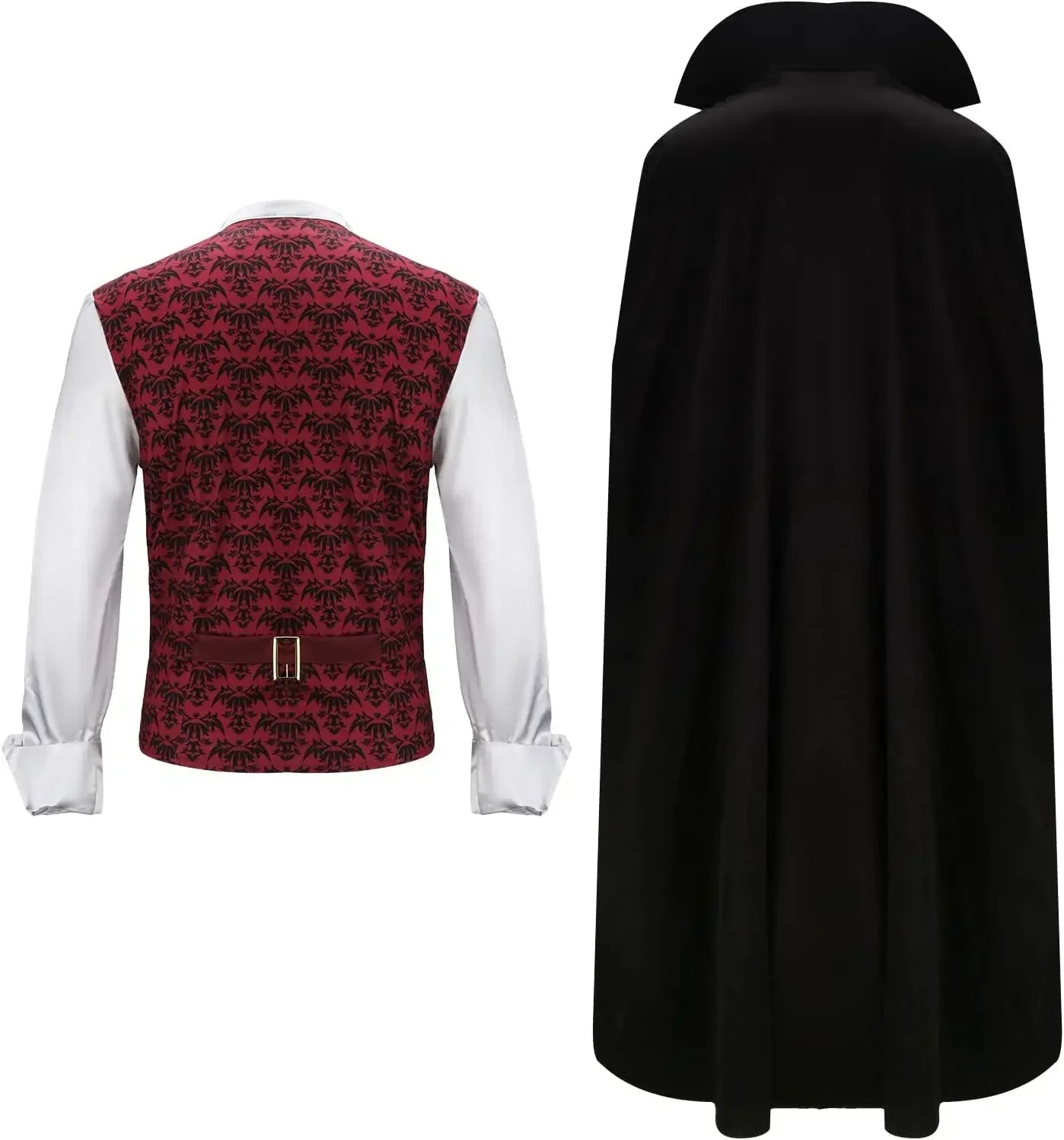 Adult Men Devil Vampire Costume Shirt Cloak Outfit Medieval Renaissance Victorian Gothic - MULTI / L
