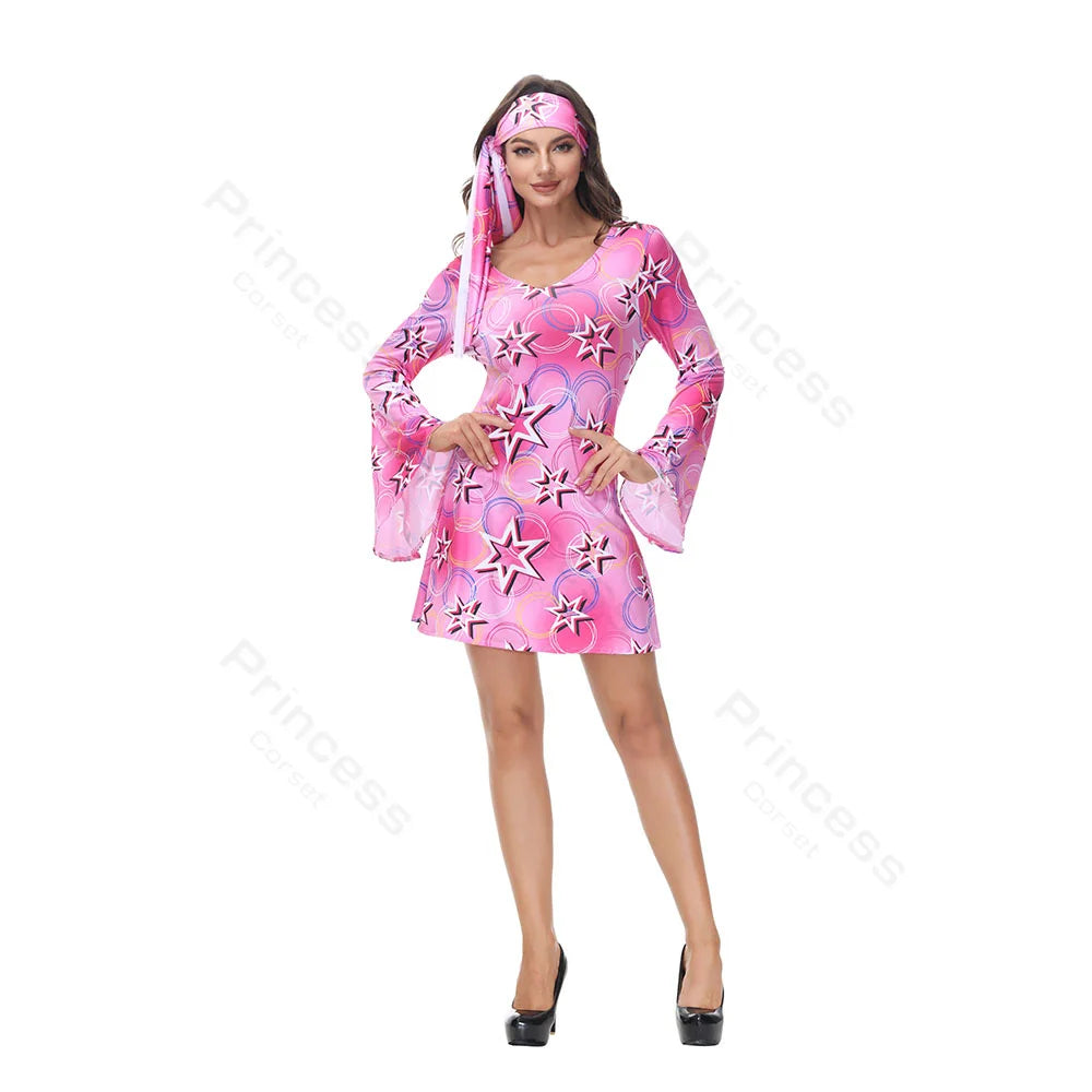 70s Costume Disco Dresses for Women Halloween Costume Sexy Hippie Costume Disco Dress with Disco Headband 70s - product image 6