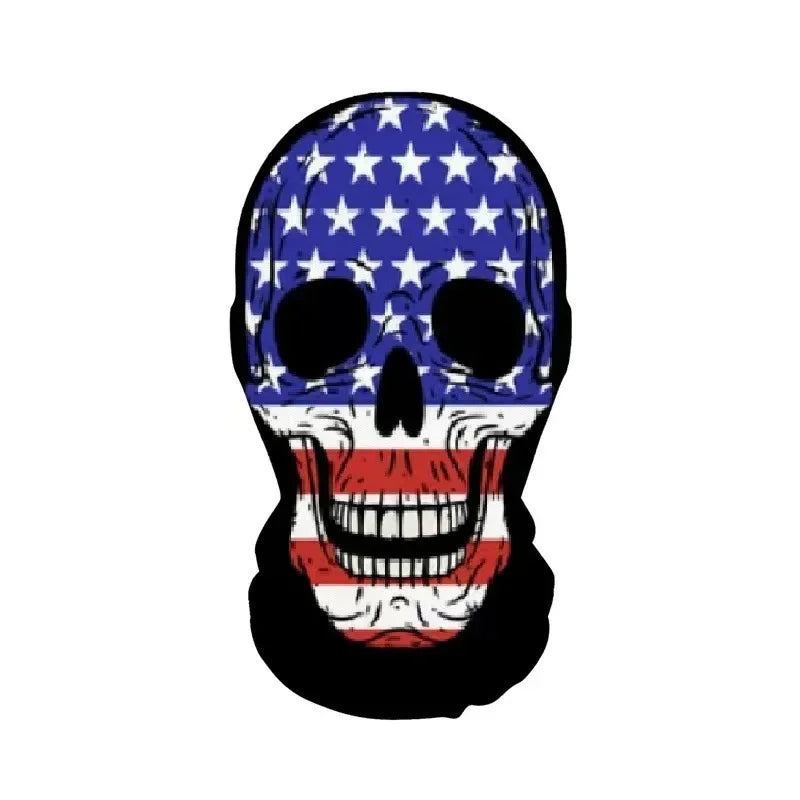 Halloween Skeleton Mask Elastic Mesh Hood Scary Costume Prop Breathable Face Cover Hood - 08