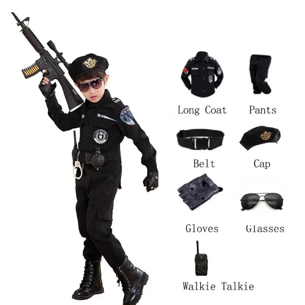 Kids Police Officer Costume - Halloween Uniform Gift Set
