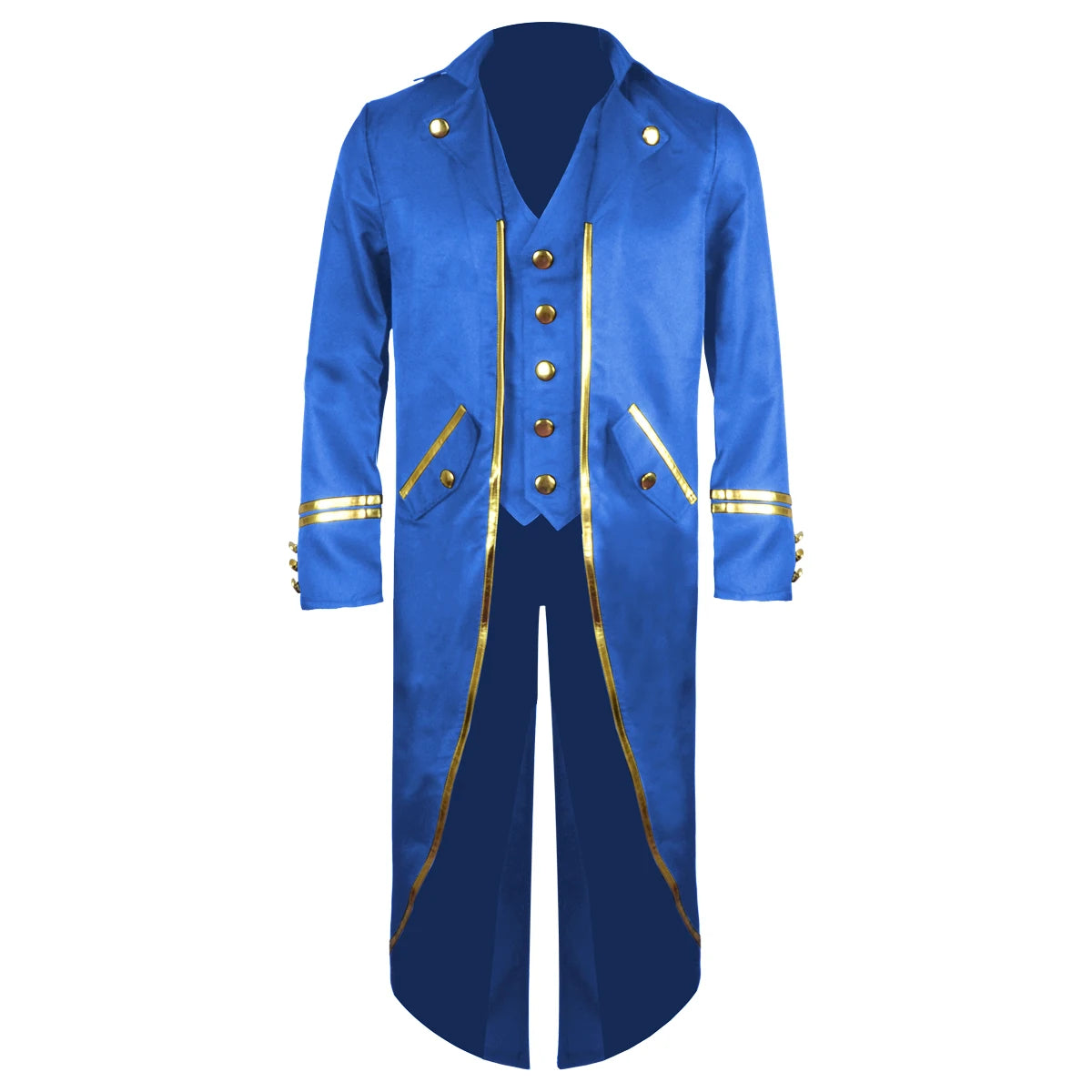 Men's Medieval Tuxedo Vintage Mid-Length Punk Gilt Stage Halloween Costume - Black / XL