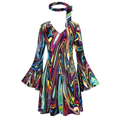 70s Costume Disco Dresses for Women Halloween Costume Sexy Hippie Costume Disco Dress with Disco Headband 70s - product image 20