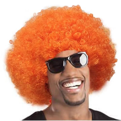 80s Clown Wig Afro Puff Synthetic Halloween Costume Anime Fancy Costume Accessory - white
