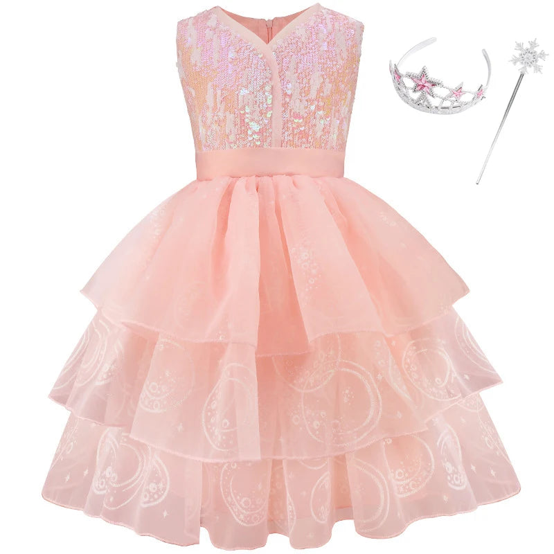 Good Witch Costume Girls Glinda Costume Dress Kids Wicked Cosplay Dress Up Outfits for Birthday Halloween - product image 6