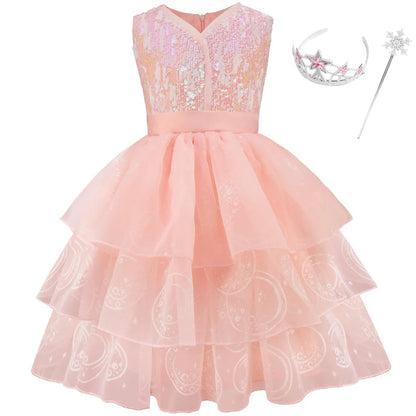 Good Witch Costume Girls Glinda Costume Dress Kids Wicked Cosplay Dress Up Outfits for Birthday Halloween - product image 6