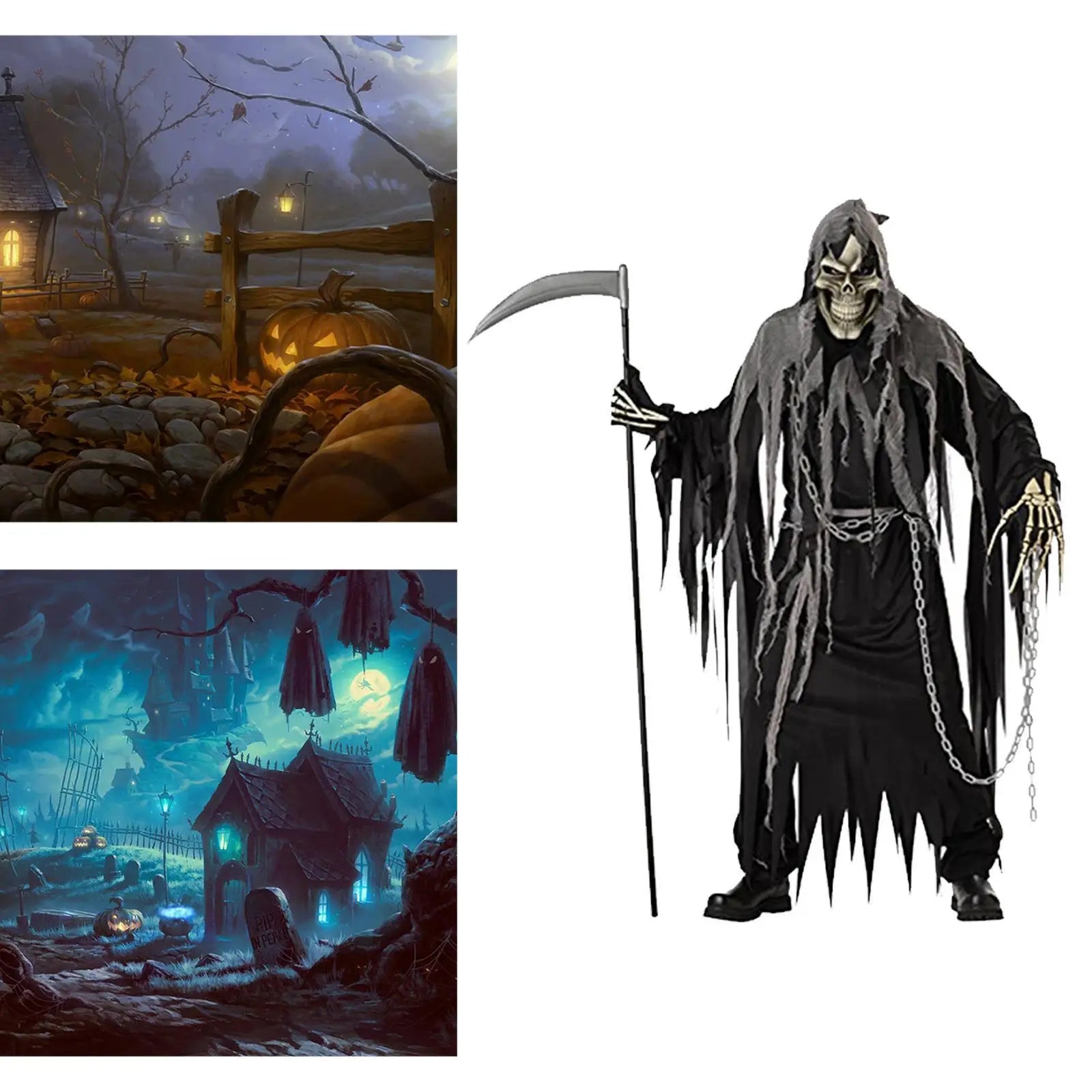 Adult Horror Costume Sets – Ghost, Zombie & Grim Reaper Styles