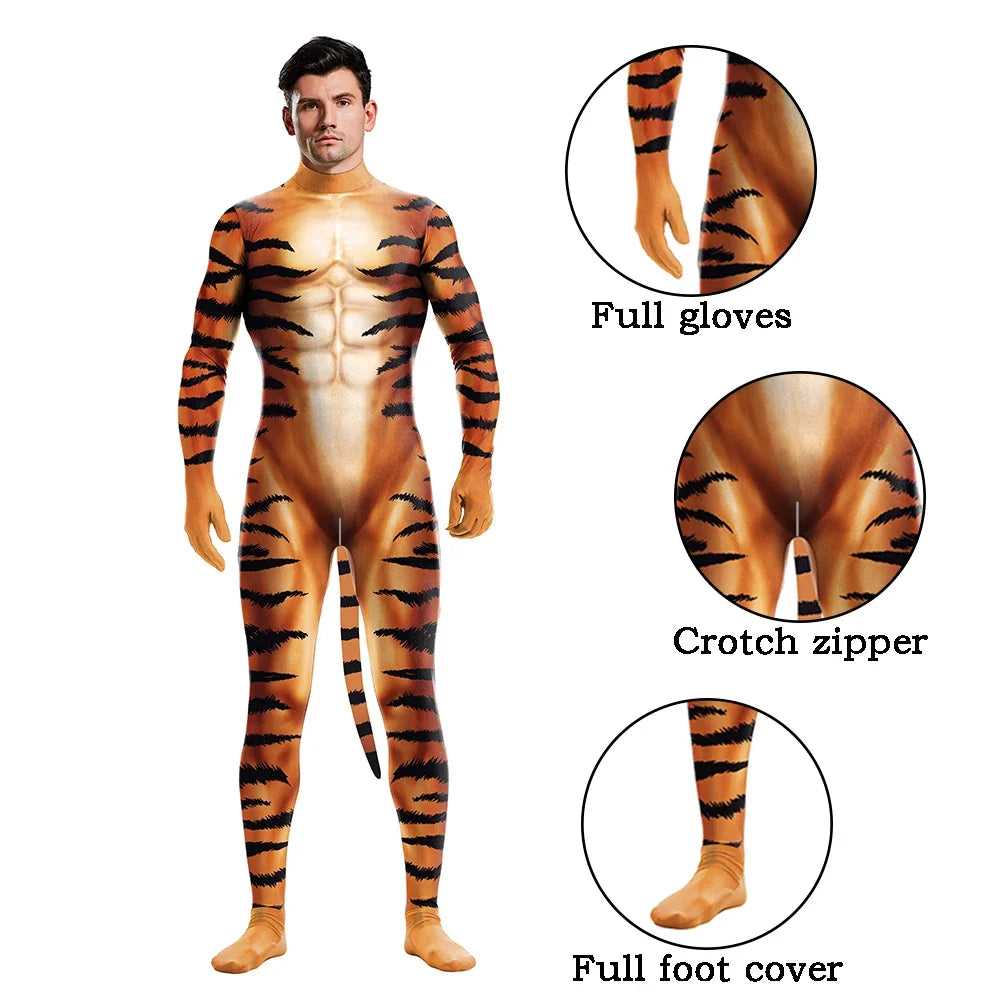 Full Cover Elastic Zentai Pet Suit Jumpsuit Print Catsuit Bodysuits Tail Purim Pet - 1014 / XXXL