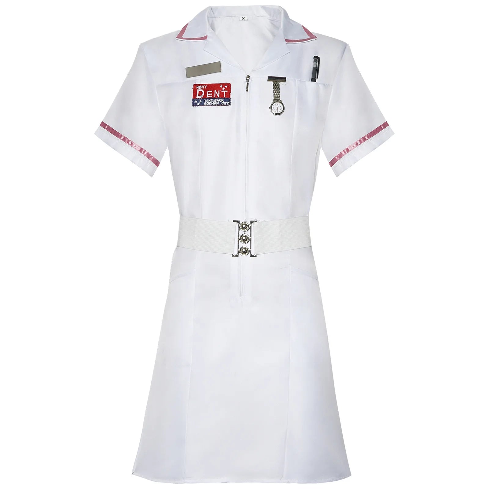 Dark Clown Costume Horror Nurse Costume Super Villain Cosplay Dress Belt Pocket Watches - suits / M