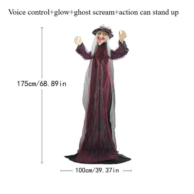 Voice-Activated Glowing Ghost Clown Halloween Decoration – Haunted House Prop