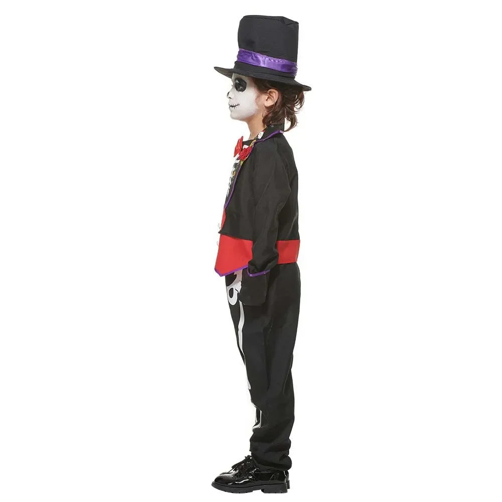 Fearful Black Children Kids Boy Skeleton Ghost Cosplay Costume Theme Party Halloween - product image 3