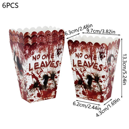 Halloween Party Disposable Tableware Scary Bloody Handprint Paper Plates Cups Popcorn Box For Halloween - product image 7