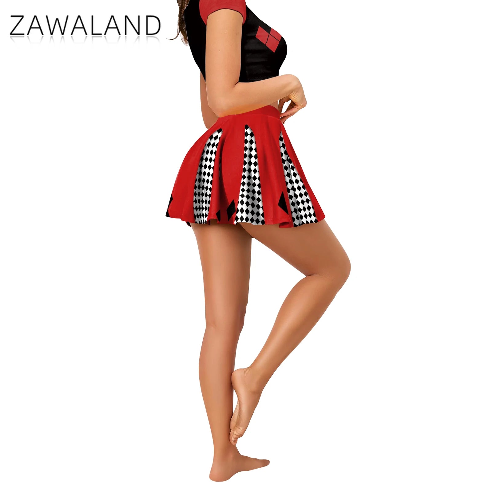 Movie Clown Harry Q Outfit Red Black Crop Top Costume - alternate view 4