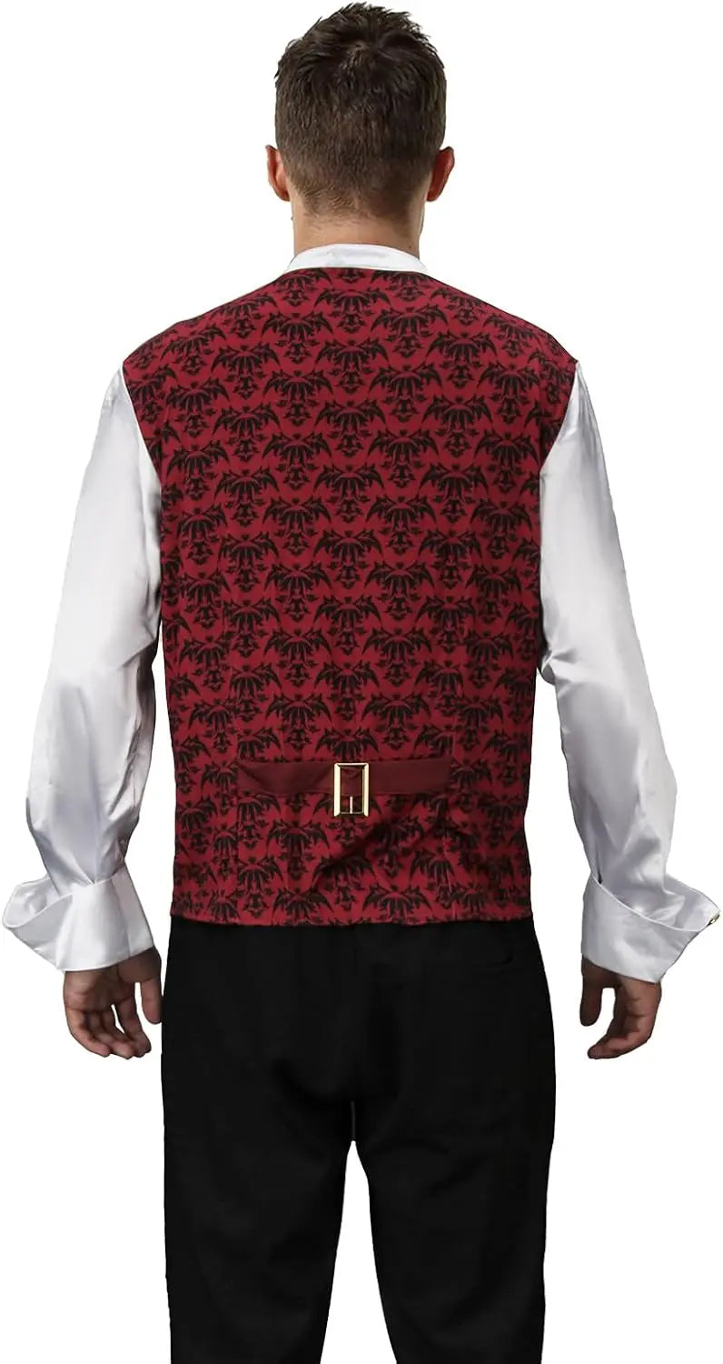 Adult Men Devil Vampire Costume Shirt Cloak Outfit Medieval Renaissance Victorian Gothic - MULTI / XXS