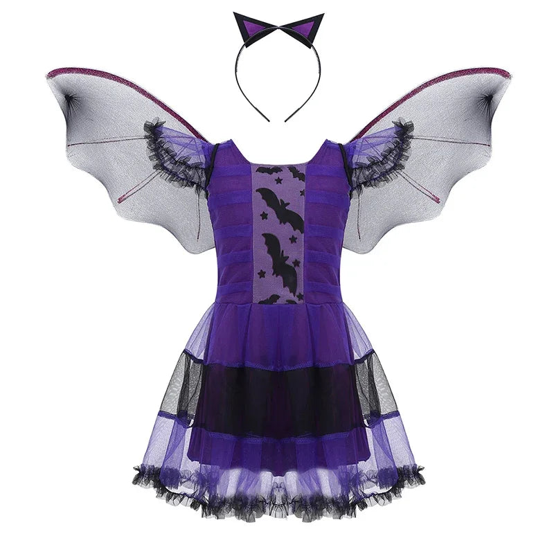 Kids' Vampire Fantasy Tutu Gothic Feather Halloween Costume - Orange / 43.3 in (110 cm)