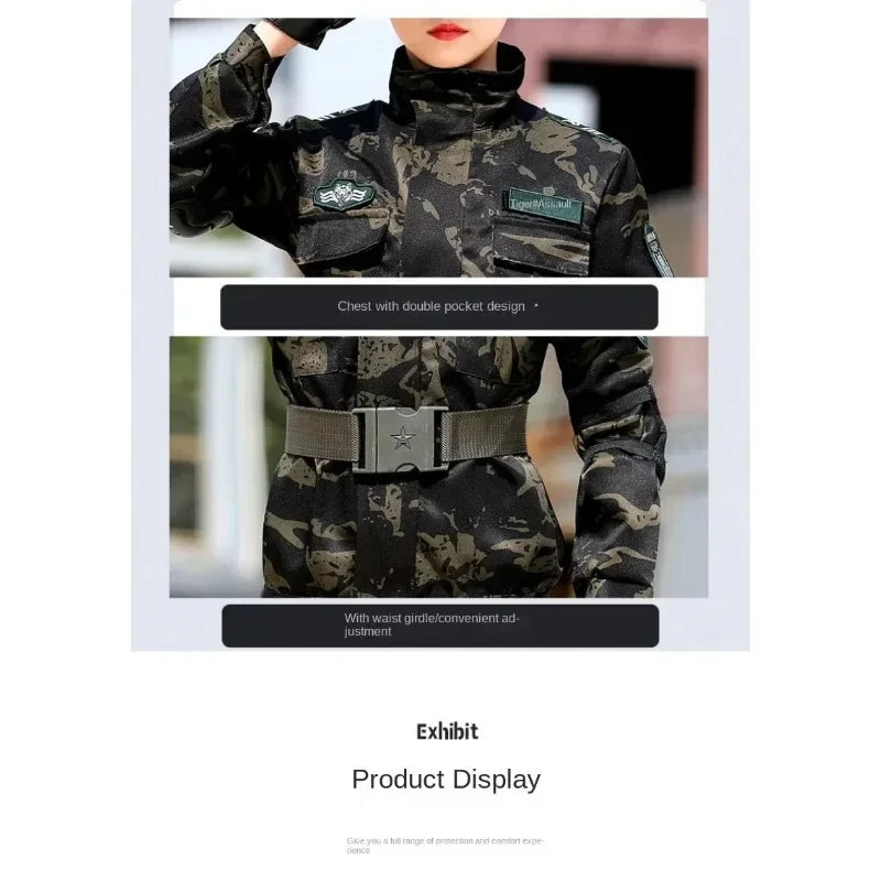 Tactical Military Uniform for Kids Day Camouflag Disguise Adult Halloween Costume for Kid - Picture style 02 / 110CM