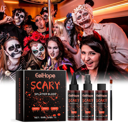 Halloween Fake Blood Makeup Kit Blood Drop Vampire Zombie Cosplay Washable Mock Blood Fake Blood Spray For - product image 1