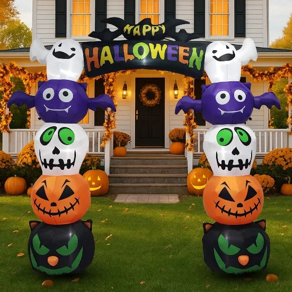 8.2 FT Cute Inflatables Pumpkin Archway Outdoor Decoration, Giant