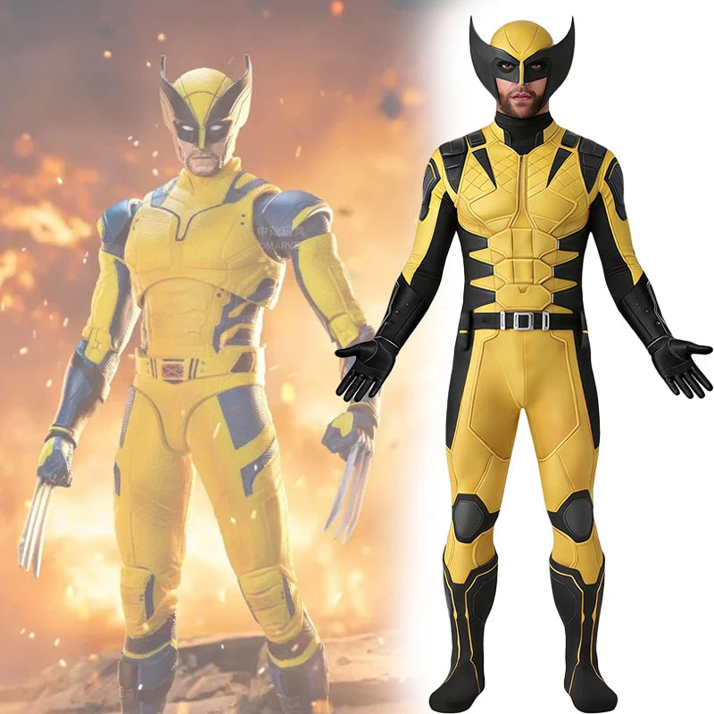 Adults Halloween Cosplay Muscle Bodysuit 3D Print Yellow Zentai Jumpsuit With Mask For