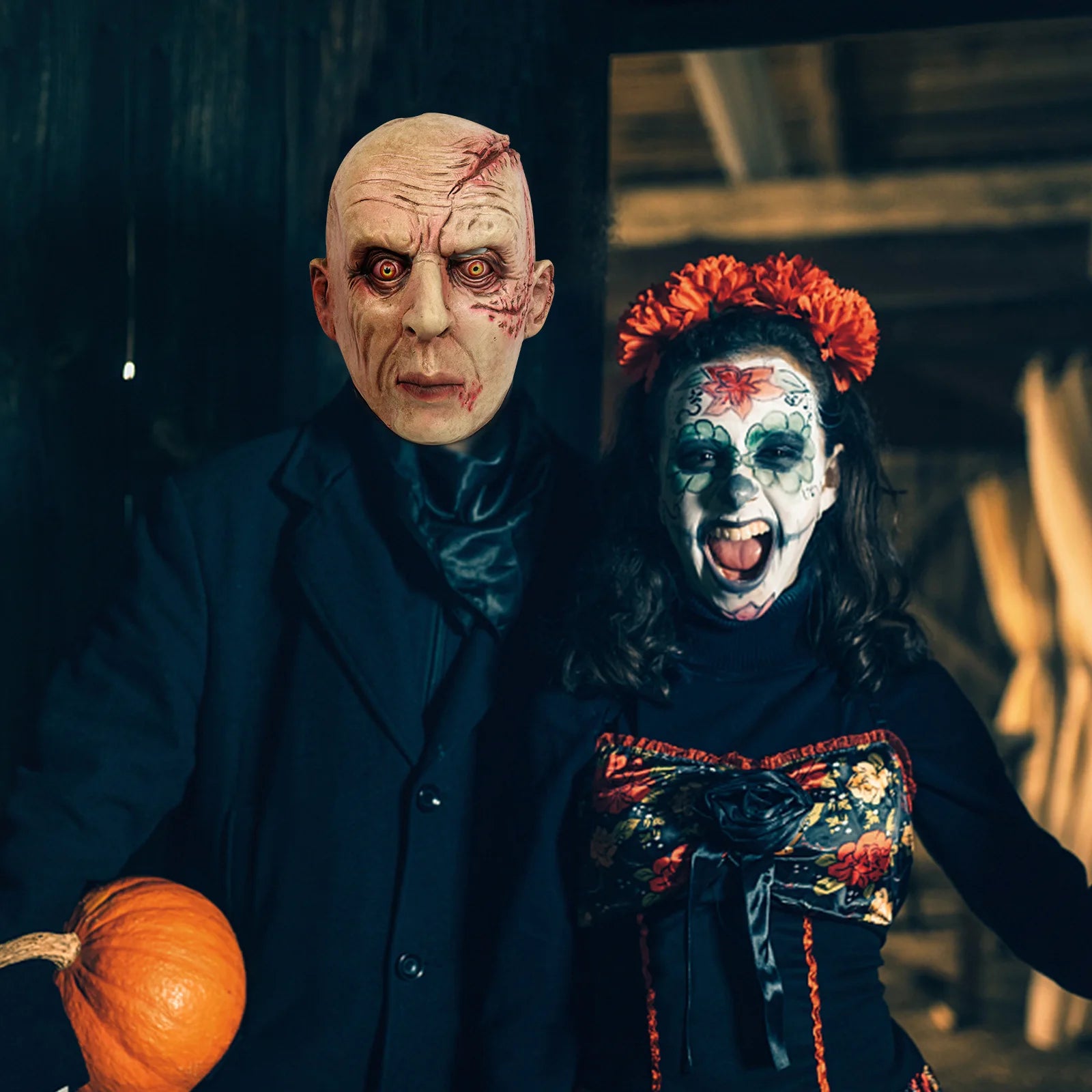 Halloween Scary Old Man Mask Evil Demon Costume Mask with Red Eye Hairless Gathering - View 4