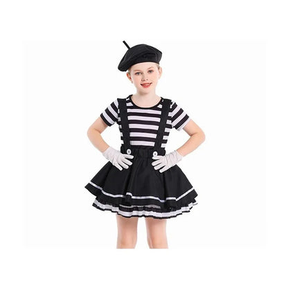Mime Costume Clown Costume Girls Skirt T-shirt Hat Gloves Halloween Suit ﻿ - View 6