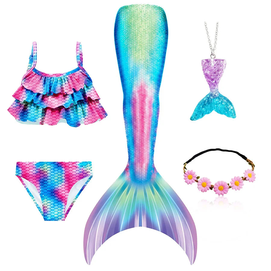 Mermaid Princess-Inspired Tail Memaid Swimsuit Bikini Bathing Suit Costume Girls Can