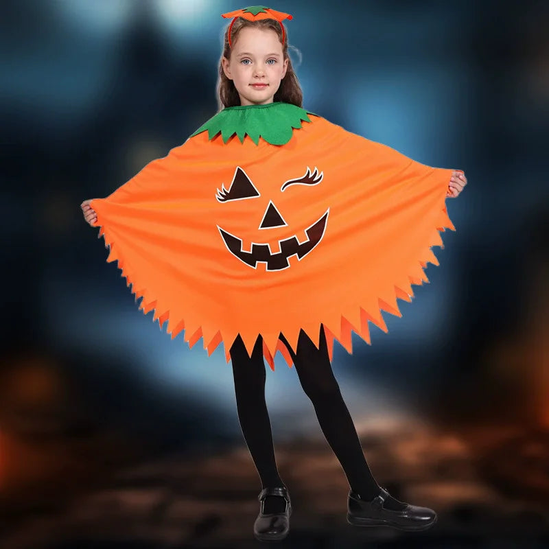 Glow-in-the-Dark Pumpkin Costume – Adult & Kids Halloween Cloak