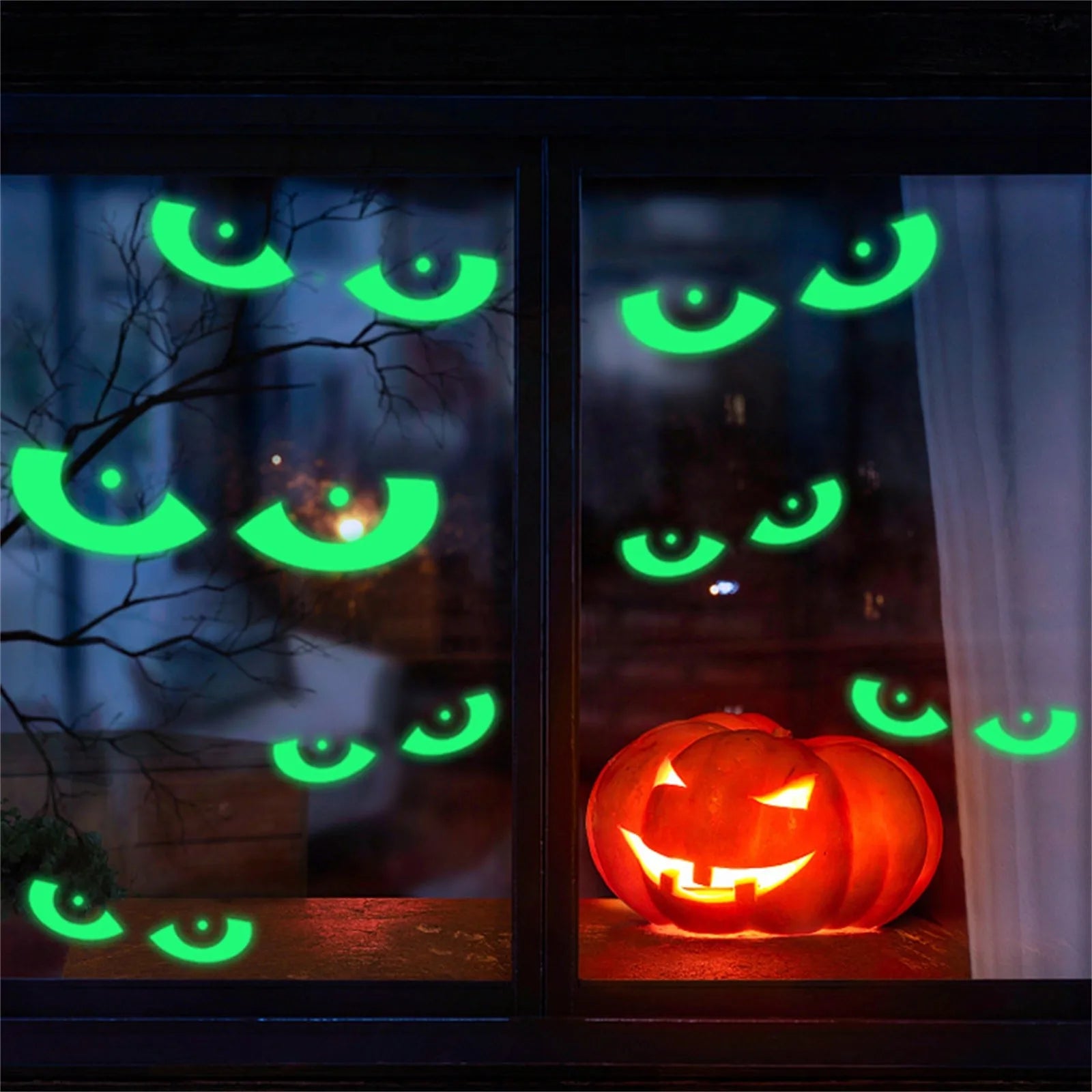 Glow-in-the-Dark Scary Eyes Halloween Wall Decals