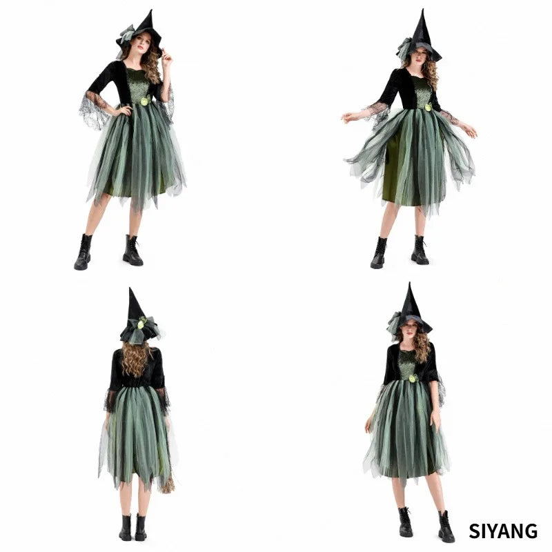 Gothic Dark Witch Outfit For Women Layered Tulle Skirt Halloween Carnival Daily Stage Character Cosplay - product image 1