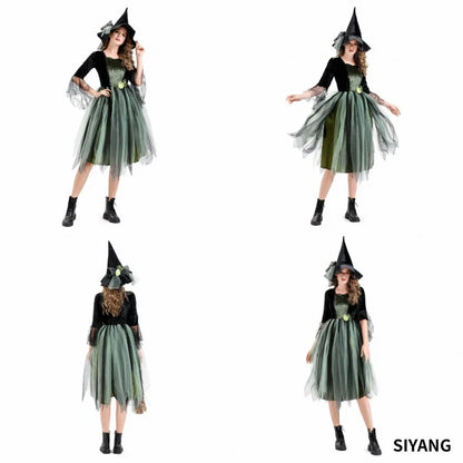 Gothic Dark Witch Outfit For Women Layered Tulle Skirt Halloween Carnival Daily Stage Character Cosplay - product image 1