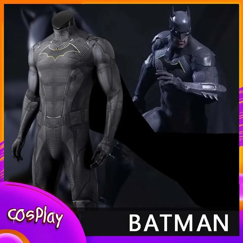 Batman Gotham Knights Costume Superhero Bruce Wayne Jumpsuit Halloween Cosplay Props Bodysuit - J23004B without mask / Size S