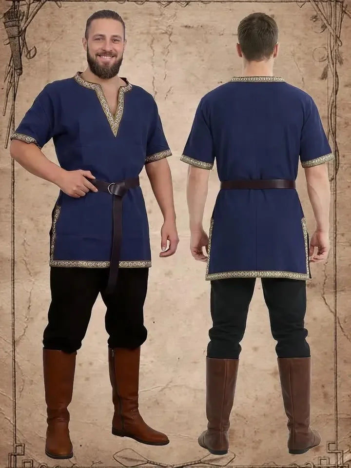 L Men Viking Costume Medieval Renaissance Tunic Shirt Pants Belt Pirate Knight Halloween Cosplay Outfit - product image 2