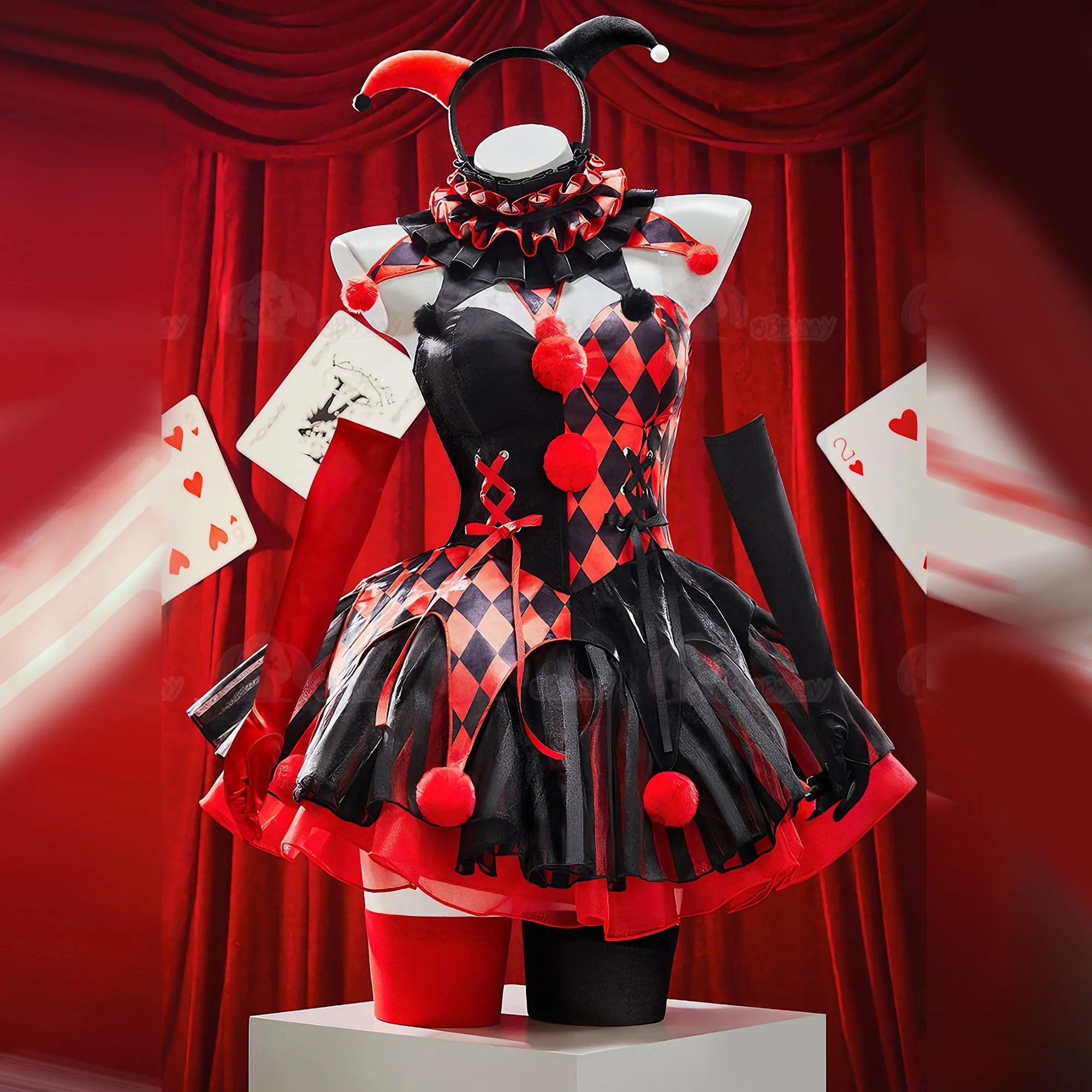 Staggering Number Circus Grotesque Circus Red and Black Gothic Clown Halloween Dress - View 7
