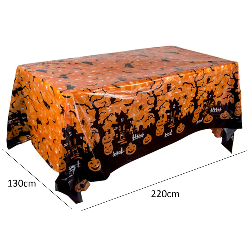 Pumpkin & Spider Web Plastic Halloween Tablecloth - product image 5